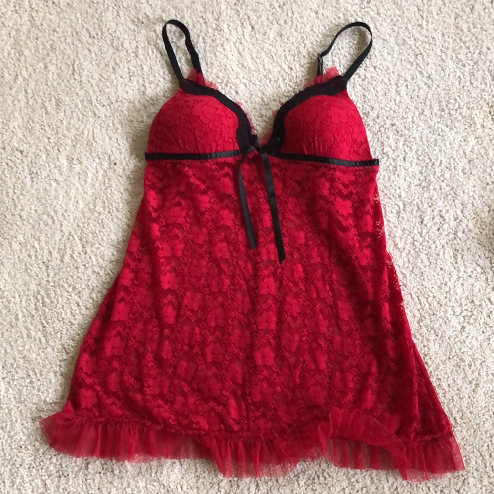 red and black baby doll nightie